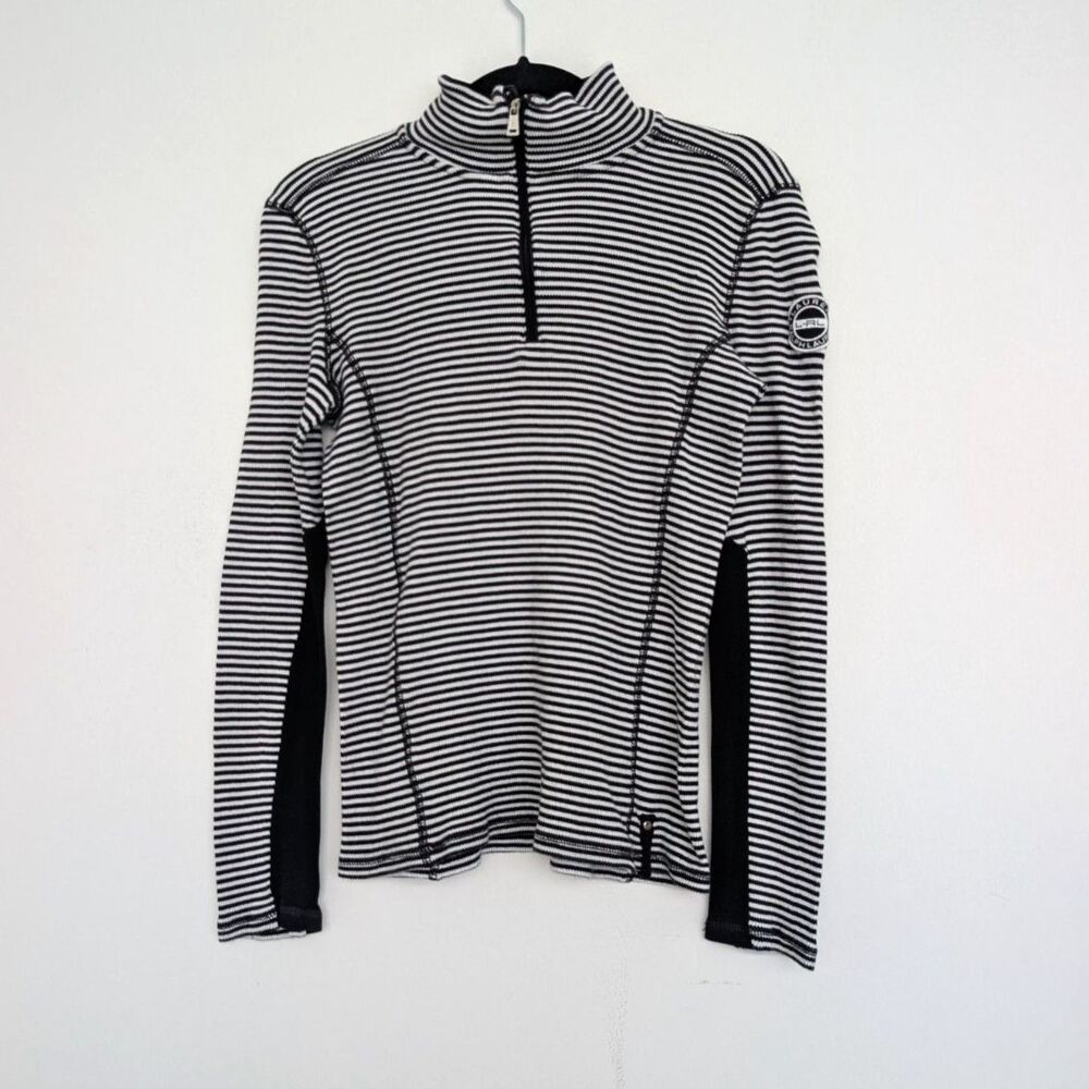 Vtg Y2K Lauren Ralph Lauren Active Striped Turtleneck Quarter Zip Top Sz M